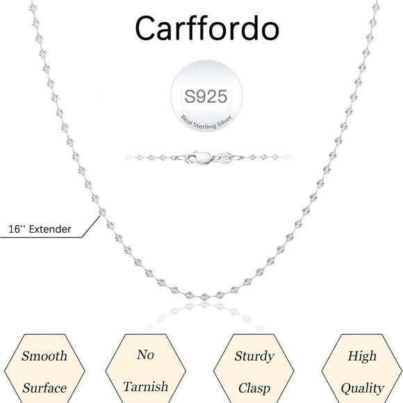 925 Sterling Silver Choker Necklace Figaro Link Chain Necklace for Women Simple - Picture 6 of 9